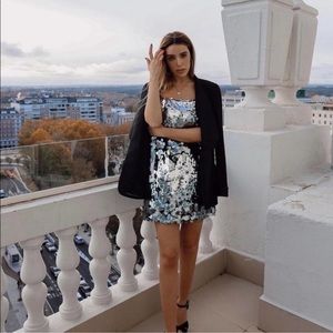 ZARA SILVER SEQUIN MINI DRESS